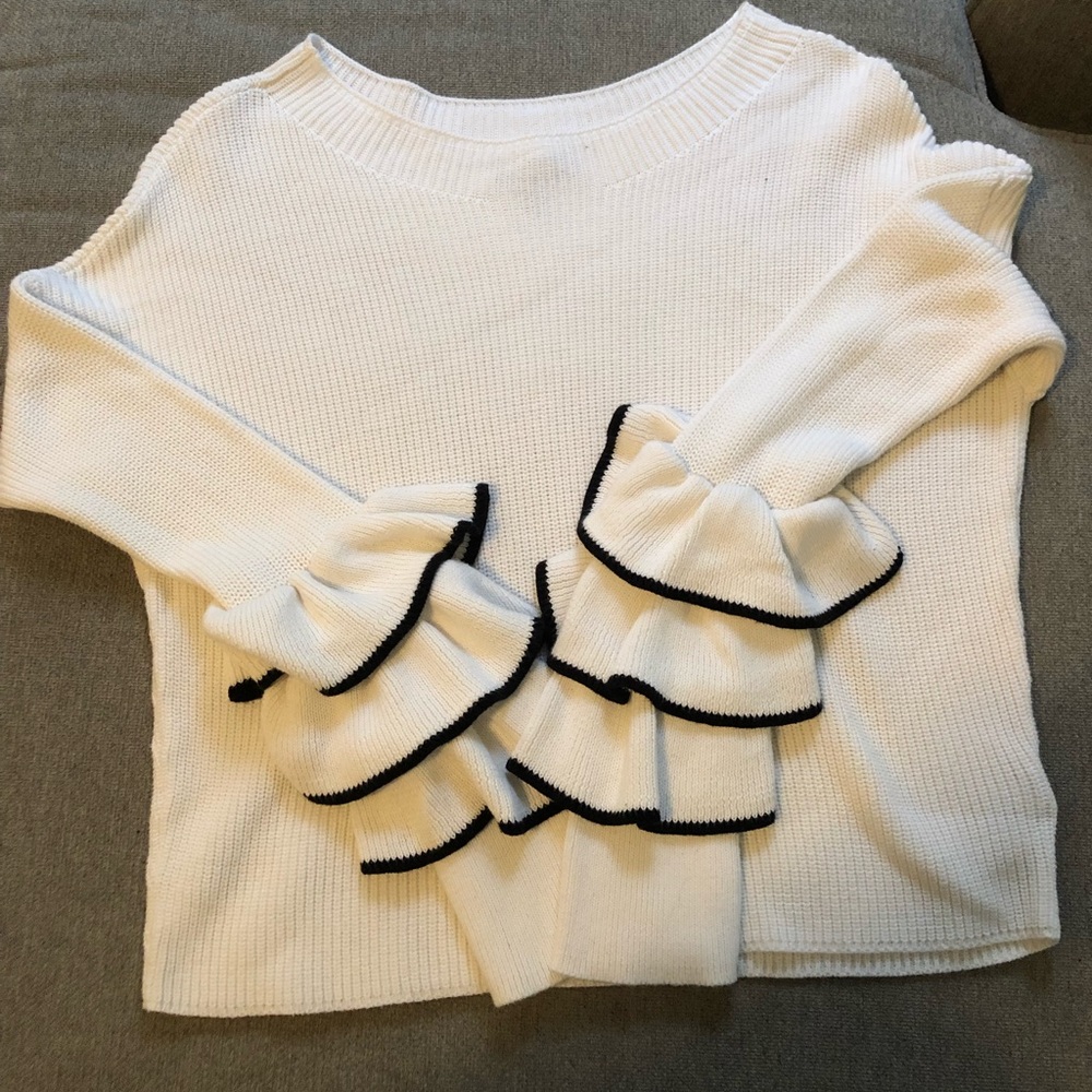 Express Long Ruffled Sleeved Sweater